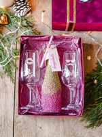 Prezenty indywidualne  zestawy do grzańca, piwa, szampana  pomysł na prezent pod choinkę dla Przyjaciół grawerowane kieliszki brokatowa butelka2