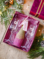 Prezenty indywidualne  zestawy do grzańca, piwa, szampana  pomysł na prezent pod choinkę dla Przyjaciół grawerowane kieliszki brokatowa butelka3