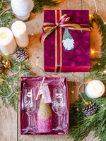 Prezenty indywidualne  zestawy do grzańca, piwa, szampana  pomysł na prezent pod choinkę dla Przyjaciół grawerowane kieliszki brokatowa butelka0