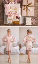 Prezenty dla świadków boxy prezentowe dla Świadkowej, prośba o świadkowanie  box prezentowy dla druhny satynowy szlafrok z koronką prośba o świadkowanie 3