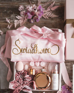 Prezenty dla świadków boxy prezentowe dla Świadkowej, prośba o świadkowanie  Szlafrok dla Świadkowej ze złotym Napisem - Prośba o Świadkowanie Roller i Damska Piersiówka2