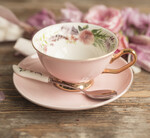 Prezenty dla świadków boxy prezentowy dla Świadkowej, prośba o świadkowanie  Welurowy Szlafrok dla Świadkowej Prośba o świadkowanie zestaw Różowa Boho filiżanka z łyżeczką10