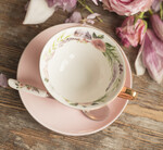 Prezenty dla świadków boxy prezentowy dla Świadkowej, prośba o świadkowanie  Welurowy Szlafrok dla Świadkowej Prośba o świadkowanie zestaw Różowa Boho filiżanka z łyżeczką11