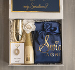 Prezenty dla świadków boxy prezentowe dla Świadkowej, prośba o świadkowanie  czy zostaniesz moją świadkową pomysł na prezent dla świadkowej, Box prezentowy dla świadkowej z granatowym szlafrokiem, zestaw prezentowy dla druhny2