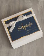 Prezenty dla świadków boxy prezentowy dla Świadkowej, prośba o świadkowanie  prezent dla druhny, pomysł na prezent dla świadkowej, Box prezentowy dla świadkowej z granatowym szlafrokiem, zestaw prezentowy dla druhny14