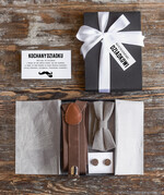 Prezenty dla Babci i Dziadka Prezenty dla Dziadka szelki dla dziadka,prezent z okazji dnia Dziadka mucha i spinki do mankietów 0