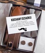 Prezenty dla Babci i Dziadka Prezenty dla Dziadka szelki dla dziadka,prezent z okazji dnia Dziadka mucha i spinki do mankietów 2