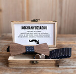 Prezenty dla Babci i Dziadka Prezenty dla Dziadka prezent dla Dziadka drewniana mucha i spinki do mankietów elegancki prezent dla dziadka 0