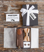 Prezenty dla Babci i Dziadka Prezenty dla Dziadka szelki dla dziadka,prezent z okazji dnia Dziadka mucha i spinki do mankietów 0