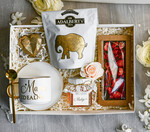 Prezenty dla Mamy zestawy w welurowych i ozdobnych pudełkach  Zestaw Prezentowy na Dzień Mamy - Box Upomienk Kubek z napisem Mama doskonała życzenia1