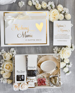 Prezenty dla Mamy zestawy w welurowych i ozdobnych pudełkach  Box Prezentowy na Dzień Mamy - Prezent dla Mamy  Upominek  Kubek z napisem Mama idealna0