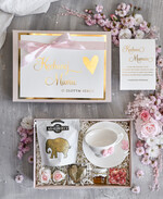 Prezenty dla Mamy zestawy w welurowych i ozdobnych pudełkach  Zestaw Prezentowy na Dzień Mamy - Box Upominek Kubek z napisem Mama idealna 0