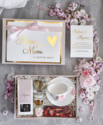 Prezenty dla Mamy zestawy w welurowych i ozdobnych pudełkach  Box Prezentowy na Dzień Mamy - Prezent dla Mamy  Upominek  Kubek z napisem Mama idealna0