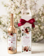 Prezenty dla Mamy zestawy w welurowych i ozdobnych pudełkach  pomysł na prezent dla Mamy na urodziny, Opakowanie i nalepka na wino - życzenia na dzien mamy 0