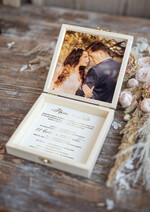 Zaproszenia dla Rodziców  zaproszenia dla Rodziców  zaproszenie na Slub dla Taty drewniane pudełko z treścią w środku nadruk na pudełku    1