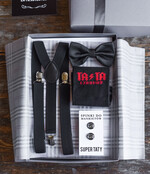 Prezenty dla Taty dzien ojca zestawy dla Taty prezent z okazji dnia Taty szelki, mucha i spinki do mankietu 1