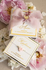 Prezenty dla świadków bransoletki i biżuteria dla świadkowej  Podziękowanie prezent dla świadkowej bransoletka z serduszkiem- Bransoletka szczęścia w ozdobnym pudełeczku2