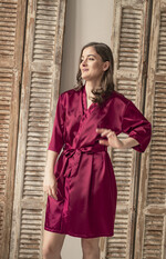 Prezenty dla świadków szlafrok dla świadkowej prezent dla świadkowej satynowy szlafrok z napisem, szlafrok dla świadkowej, druhny, bordowy satynowy szlafrok na sesję zdjęciową 8