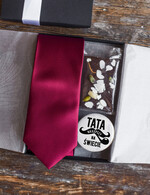 Zaproszenia dla Rodziców  Tato czy poprowadzisz mnie do ołtarza  Tato czy poprowadzisz mnie do ołtarza - Zaproszenie Ślubne dla Rodziców - Bordowy  Krawat dla Taty z dedykacją2