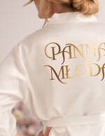 Szlafroki Ślubne z Napisami Szlafrok Ślubny dla Panny Młodej     Satynowy szlafrok złote napisy PANNA MŁODA 1