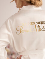 Szlafroki Ślubne z Napisami Szlafrok Ślubny dla Panny Młodej Satynowy Szlafrok dla Panny Młodej  ze Złotym Napisem Podomka z imieniem Panny młodej 3