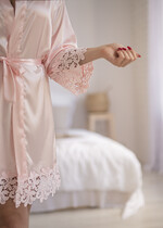 Szlafroki Ślubne z Napisami Szlafrok Ślubny dla Panny Młodej satynowy szlafrok koronka z gipiury dla Panny Młodej 2