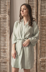 Szlafroki Ślubne z Napisami Szlafrok Ślubny dla Panny Młodej przewiewny bawełniany szlafrok dla Panny Młodej, szlafrok z muślinu z napisami, szlafrok dla Panny Młodej na sesję zdjęciową, muślin w kolorze miętowym8