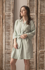 Szlafroki Ślubne z Napisami Szlafrok Ślubny dla Panny Młodej przewiewny bawełniany szlafrok dla Panny Młodej, szlafrok z muślinu z napisami, szlafrok dla Panny Młodej na sesję zdjęciową, muślin w kolorze miętowym9