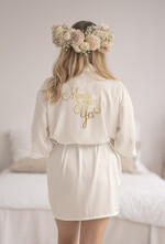 Szlafroki Ślubne z Napisami Szlafrok Ślubny dla Panny Młodej Satynowa podomka Ślubna, Szlafroczek dla Panny młodej z napisami 0