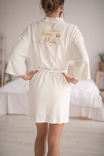 Szlafroki Ślubne z Napisami Szlafrok Ślubny dla Panny Młodej Welurowy Szlafrok dla Panny Młodej Złote Napisy, Welurowy Szlafrok Ślubny z Imieniem Panny Młodej0