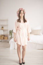 Szlafroki Ślubne z Napisami Szlafrok Ślubny dla Panny Młodej Szlafrok dla Panny Młodej z napisem na plecach, Satynowy Szlafrok Ślubny z Napisem2