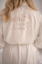 Szlafroki Ślubne z Napisami Szlafrok dla Świadkowej / Druhny / Mamy     Satynowy szlafrok złote napisy dedykacja dla świadkowej, czy zostaniesz moją świadkowa ?0