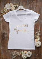 wieczór Panieński Koszulka T-Shirt z Napisem  Bawełniana Koszulka Z Napisem Na Wieczór Panieński T-Shirt Złoty Napis Gang Agnieszki 0