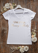 wieczór Panieński Koszulka T-Shirt z Napisem  Bawełniana Koszulka Z Napisem Na Wieczór Panieński T-Shirt Złoty Napis Drużyna Panny Młodej 0
