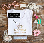 Prezenty dla Panny Młodej  Zestawy na wieczór Panieński z Koszulką Wyjątkowy Prezent dla Panny Młodej od Świadkowej T-Shirt Koszulka z Napisami  i Podwiązka0