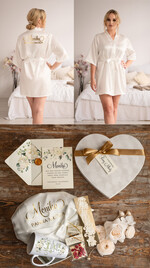 Prezenty dla Panny Młodej  Zestawy ze Szlafrokiem pomysł na prezent dla Panny Młodej satynowy szlafrok ze Złotymi Literami   0