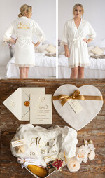 Prezenty dla Panny Młodej  Zestawy ze Szlafrokiem pomysł na prezent dla Panny Młodej Welurowy Szlafrok z Napisami   0