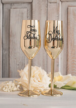  Prezenty dla Młodej Pary  zestawy i akcesoria do wina i drinków Co dać na prezent dla Młodej Pary, Co warto dać na prezent ślubny, eleganckie złote kieliszki mąż i żona, prezenty dla Młodej Pary2