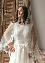 Panna Młoda  Welony welon Slubny wykończony perełkami koronką, Welon ślubny dla panny młodej koronka i perły 0