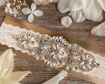 Panna Młoda  podwiązki ślubne koronkowa podwiązka dla Panny Młodej zdobiona kryształkami, elastyczna koronka w kolorze białym z kamieniami1