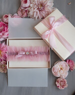 Panna Młoda  podwiązki ślubne Podwiązki dla Panny Młodej podwiązka ślubna tiulowa z różową wstążką, tiulowa podwiązka ślubna dla Panny Młodej, podwiązka dla Panny Młodej z niezapominajką0