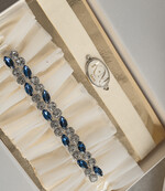 Panna Młoda  podwiązki ślubne podwiązki ślubne z niebieskimi kamieniami koronkowa podwiązka z ozdobnymi kamieniami, dwie podwiązki ślubne, podwiązki dla Panny Młodej z inicjałami Pary Młodej2