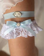 Panna Młoda  podwiązki ślubne Komplet dwóch podwiązek ślubnych, koronkowa podwiązka dla Panny Młodej, coś niebieskiego personalizowana podwiązka ślubna, niebieska koronkowa podwiązka ślubna1