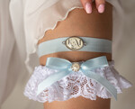 Panna Młoda  podwiązki ślubne Komplet dwóch podwiązek ślubnych, koronkowa podwiązka dla Panny Młodej, coś niebieskiego personalizowana podwiązka ślubna, niebieska koronkowa podwiązka ślubna2