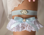 Panna Młoda  podwiązki ślubne Komplet dwóch podwiązek ślubnych, koronkowa podwiązka dla Panny Młodej, coś niebieskiego personalizowana podwiązka ślubna, niebieska koronkowa podwiązka ślubna3