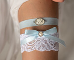 Panna Młoda  podwiązki ślubne Komplet dwóch podwiązek ślubnych, koronkowa podwiązka dla Panny Młodej, coś niebieskiego personalizowana podwiązka ślubna, niebieska koronkowa podwiązka ślubna1