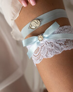 Panna Młoda  podwiązki ślubne Komplet dwóch podwiązek ślubnych, koronkowa podwiązka dla Panny Młodej, coś niebieskiego personalizowana podwiązka ślubna, niebieska koronkowa podwiązka ślubna2