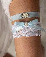 Panna Młoda  podwiązki ślubne Komplet dwóch podwiązek ślubnych, koronkowa podwiązka dla Panny Młodej, coś niebieskiego personalizowana podwiązka ślubna, niebieska koronkowa podwiązka ślubna0