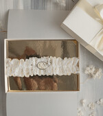 Panna Młoda  podwiązki ślubne podwiązka ślubna koronkowa z inicjałami Pary Młodej, personalizowana podwiązka dla Panny Młodej, podwiązka z koronki z inicjałami, delikatna podwiązka dla Panny Młodej0