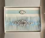 Panna Młoda  podwiązki ślubne Podwiązka ślubna z kryształkami, podwiązka z niebieskiego tiulu zdobiona aplikacją z kryształków, dwie podwiązki w zestawie, podwiązka z inicjałami Pary Młodej 0